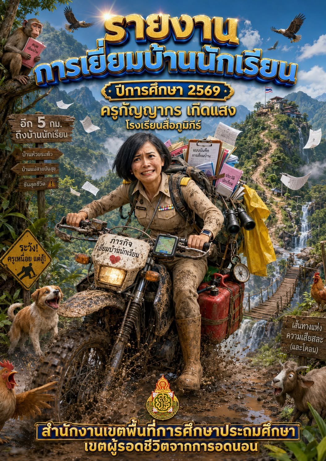 ปกรายงานแนวตั้ง A4 ภาพประกอบตลกสุดฮา
